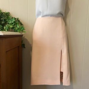 Blush Pencil Skirt with semi faux slit. WHBM